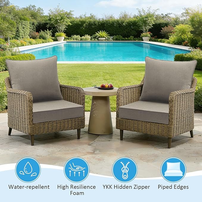 Sunbrella Outdoor Deep Seat & Back Cushion Set, 24 x 24 Inch Water Repellent