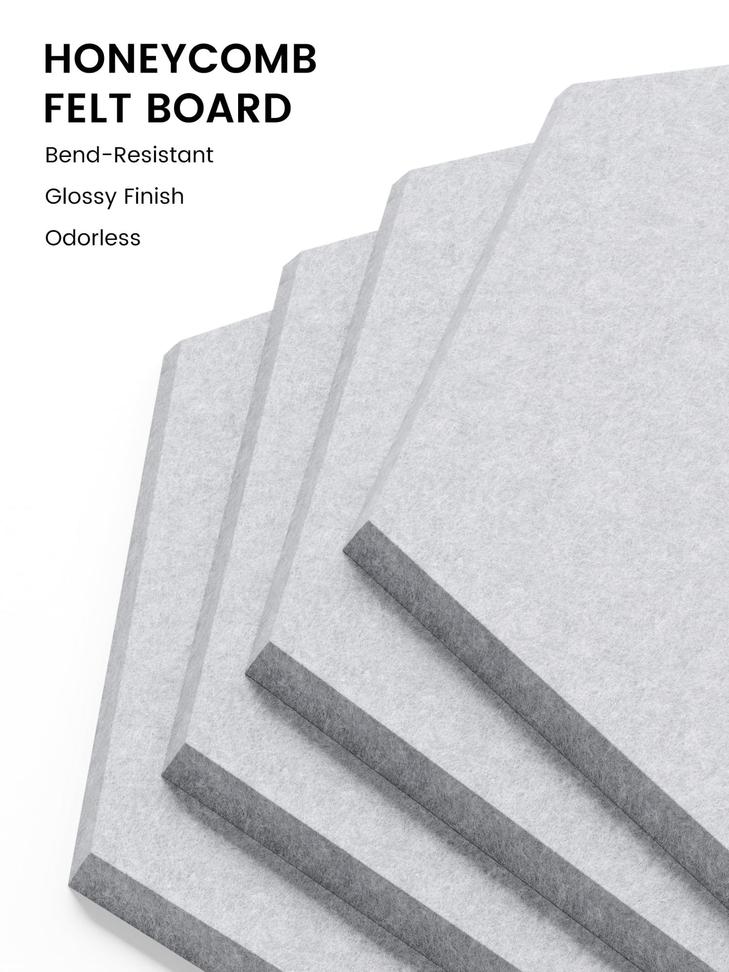 Fluxynara Hexagon Cork Board Alternative for Walls Decor-12-Pack Felt Bulletin Board Tiles,with 30 Pushpins,70 Adhesive Tabs for Office,Classrooms & Home Pin Board Felt Board-Soft Gray