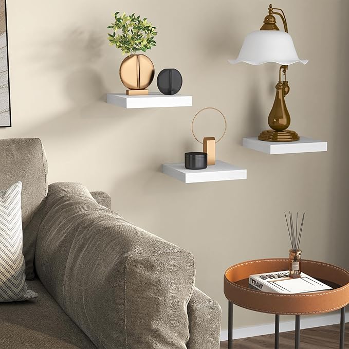Fixwal 8inch Floating Shelves for Wall, Small White Shelves Wall Mounted Shelf