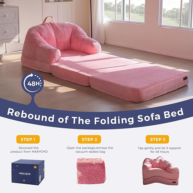 MAXYOYO Folding Sofa Bed with Backrest, Boneless Fold Out Couch Bed with Handle