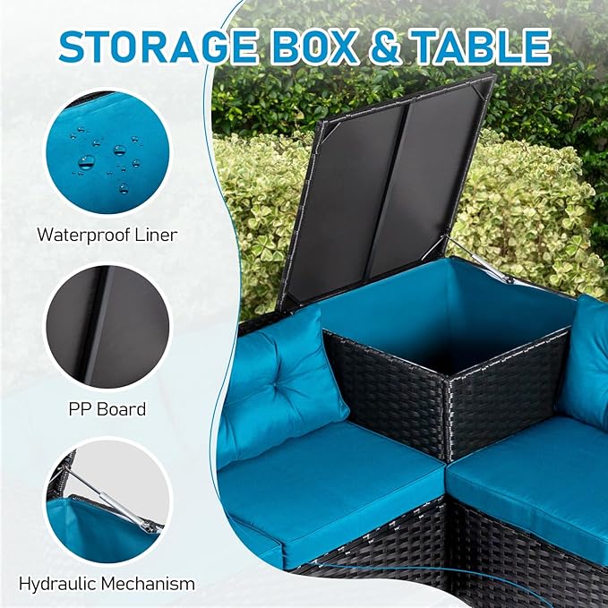 VINGLI 4 Pieces Outdoor Sectional Wicker Patio Furniture