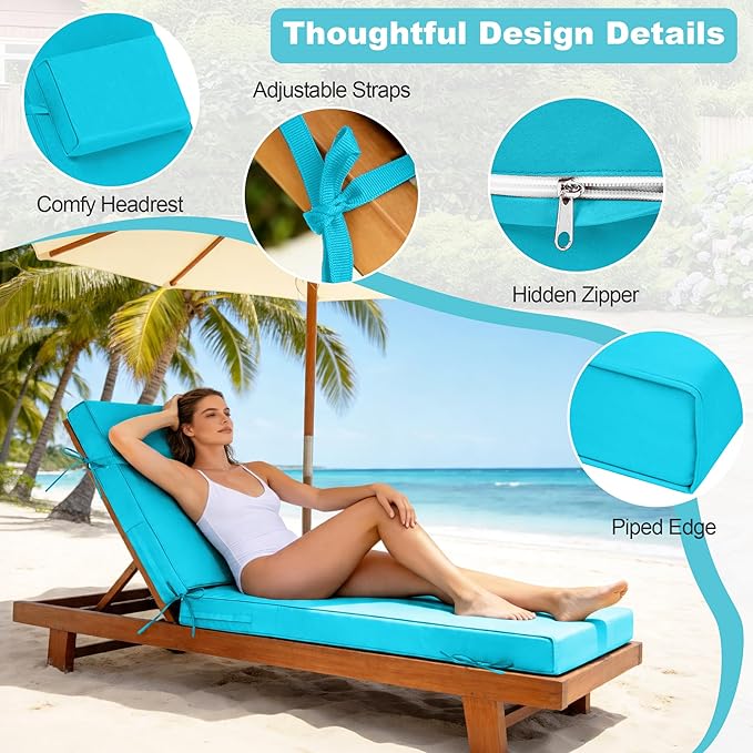 Chaise Lounge Cushions Outdoor 80x26x6 Inch, Fade Resistant 6'' Thicken Outdoor