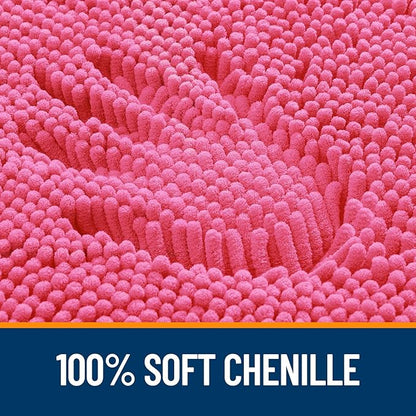 OLANLY Large Bathroom Rugs 44x32, Extra Soft Absorbent Chenille Bath Rugs, Rubber Backing Quick Dry, Machine Washable Bath Mats for Bathroom Floor, Tub and Shower, Home Decor Accessories, Hot Pink