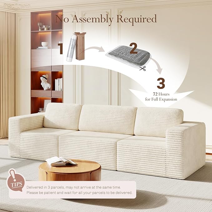 Vesgantti 119" Modular Sectional Sofa, Corduroy Cloud Couch