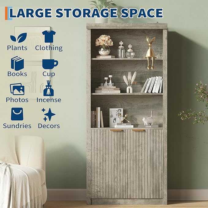 GarveeHome Tall Book Shelf and Bookcase, 31.5" Wide Wooden Bookcase