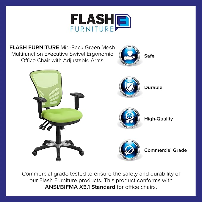 Flash Furniture Nicholas Mid-Back Swivel Office and Gaming Chair, Ergonomic