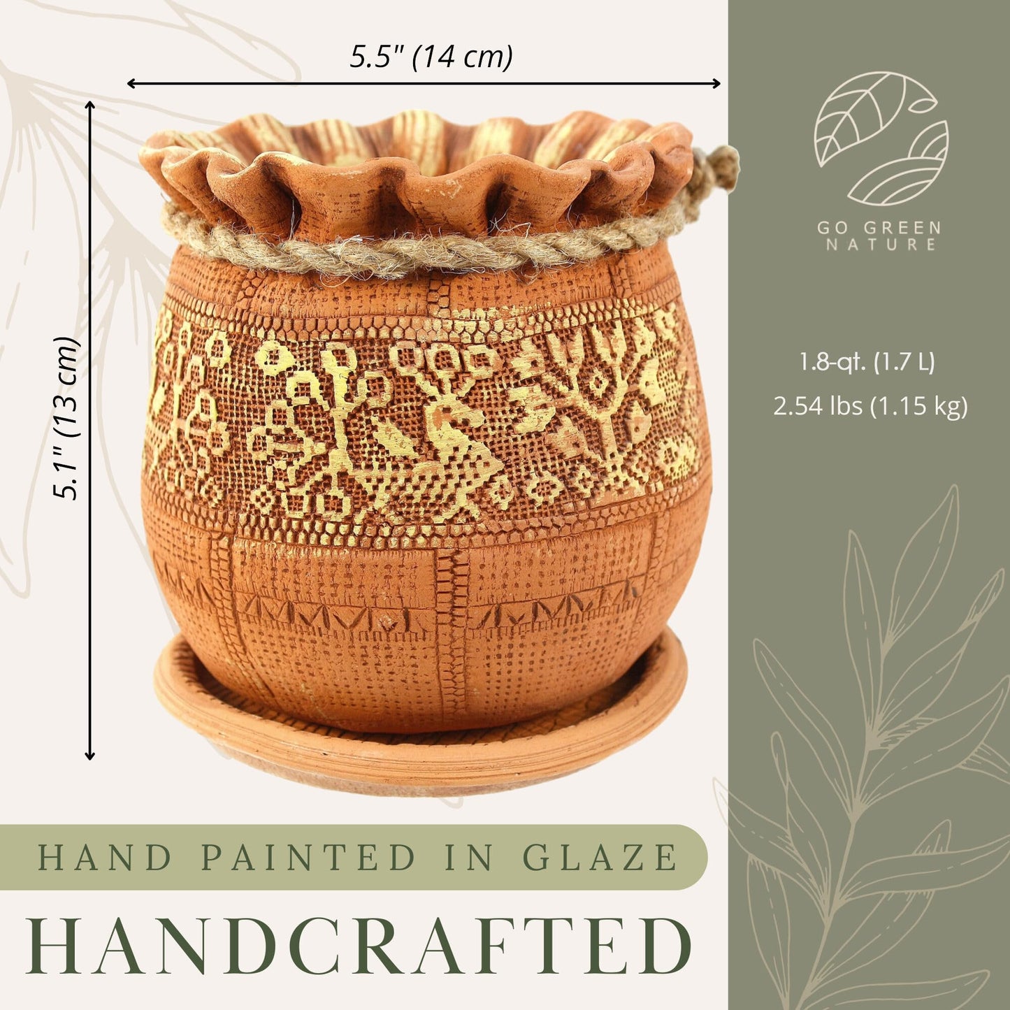 STP GOODS Ceramic Pot with Drainage Hole and Saucer, Plant Pots, Modern Decorative Planters for House Plants Indoor Flowers Plants, Cute Flower Pot - Gifts (Birds (1.7 L))