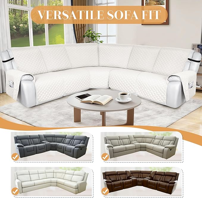 HDCAXKJ 100% Waterproof Reclining Sectional Couch Covers L Shape Recliner Sofa
