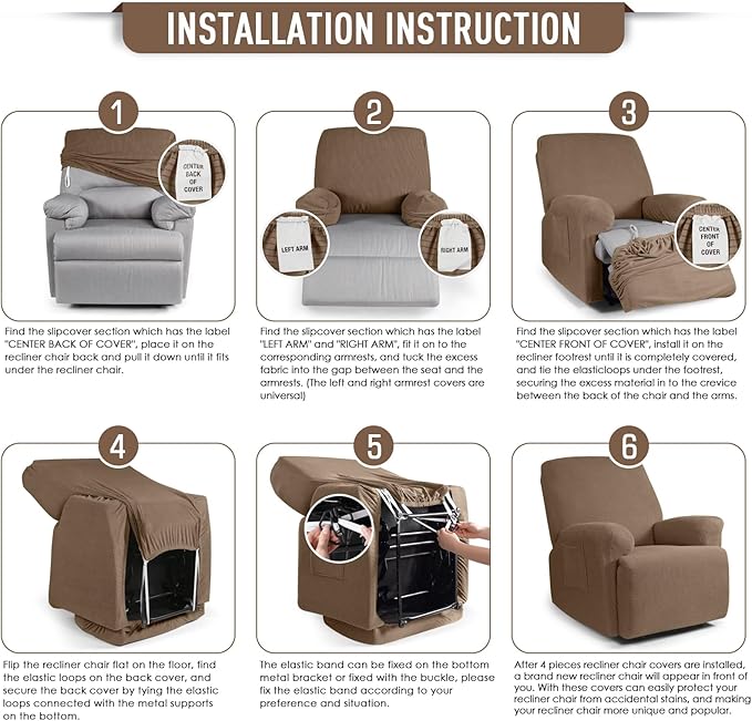 TAOCOCO Oversized Recliner Chair Covers, 1 Seater Streach Recliner Covers Soft