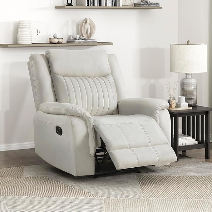 Lexicon Manual Recliner Chair, Polished Microfiber Reclining Sofa Chair