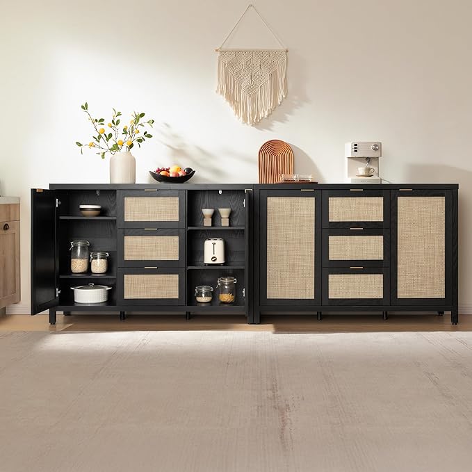 SICOTAS Rattan Large Sideboard Buffet Cabinet