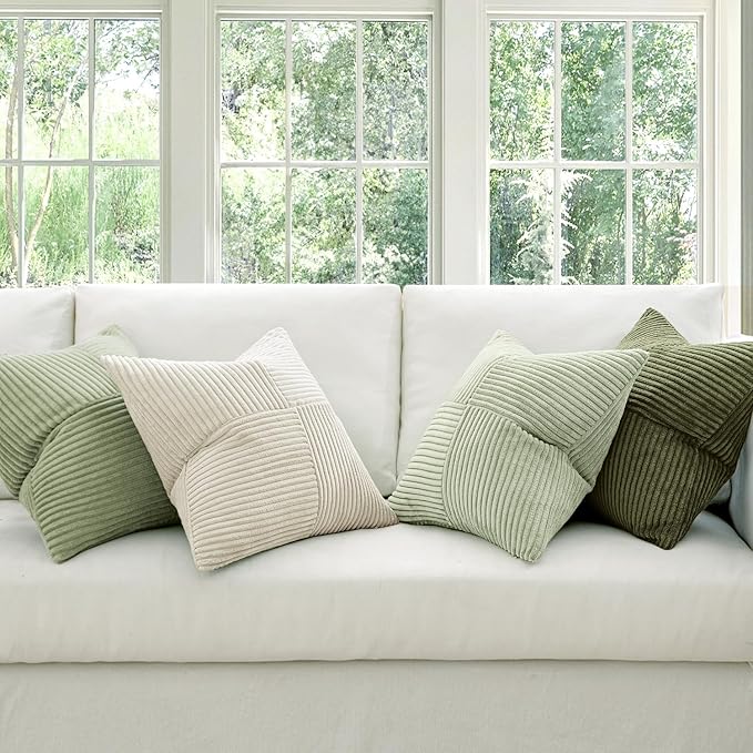 MIULEE Summer Light Green Decorative Throw Pillow Covers 18x18 Inch Set of 4