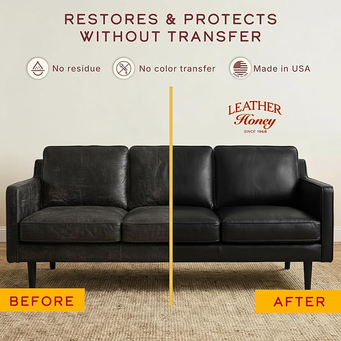 Leather Honey Black Recoloring Balm: Color Restorer and Scratch/Scuff Remover