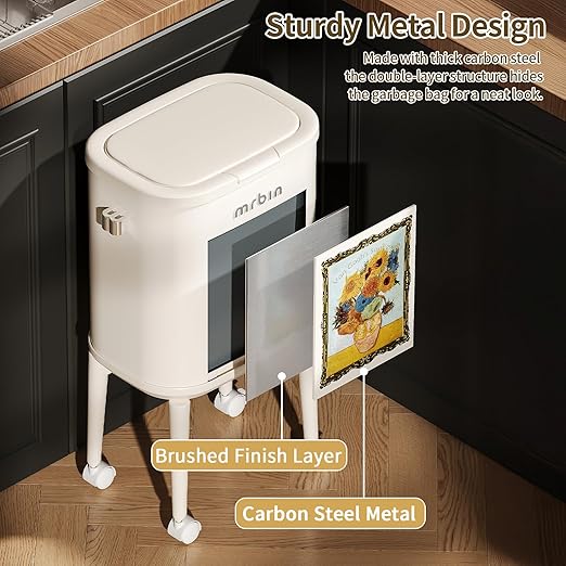 MRBIN Metal Slim Bathroom Trash Can