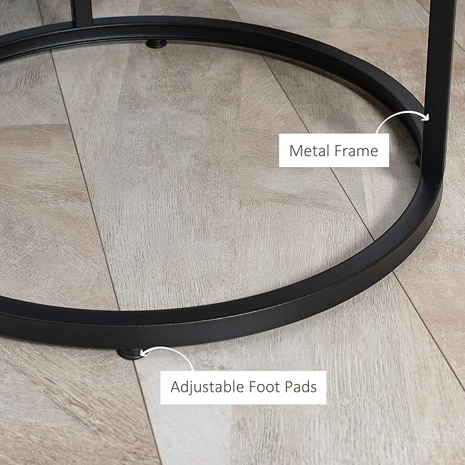 HOMCOM Round Nesting Tables Set of 2, Stacking Coffee Table Set