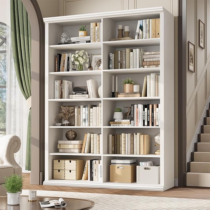 Rresyet 71.8" L *47.2“W Wooden Bookcase and Bookshelf – Extra Large Bookshelf