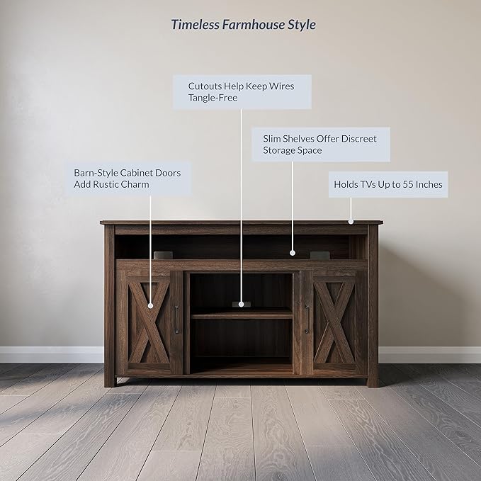 BELLEZE 48” TV Stand for TVs up to 50 Inches, Entertainment Center