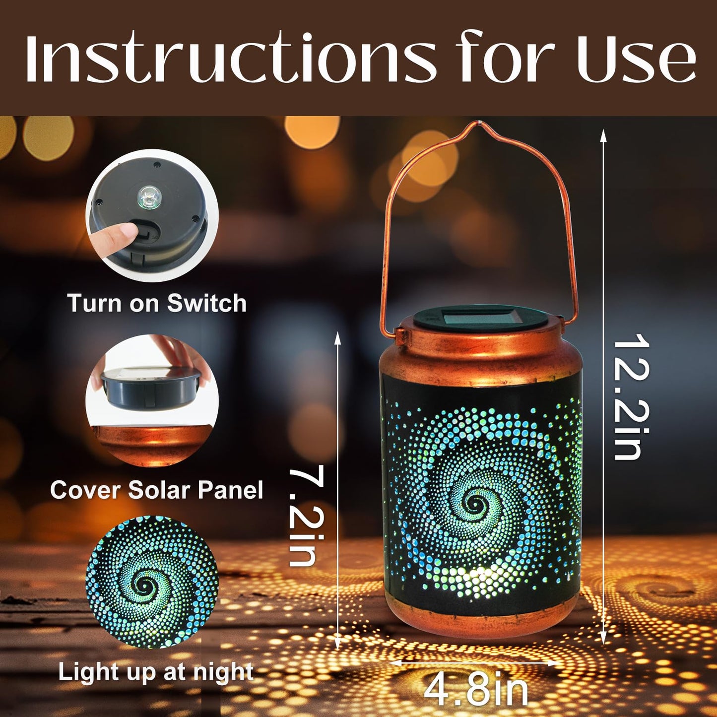 DIBIEECN Birthday Gifts for Women Mom Grandma Wife, Solar Lanterns Outdoor Waterproof, Metal Hanging Lights Garden Decor, LED Decorative Lantern for Patio Porch Backyard, Blue, 2 Pack