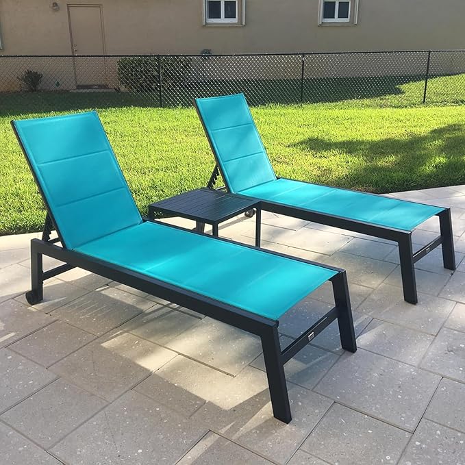 PURPLE LEAF Outdoor Chaise Lounge Set of 4 Aluminum Patio Lounge Chair