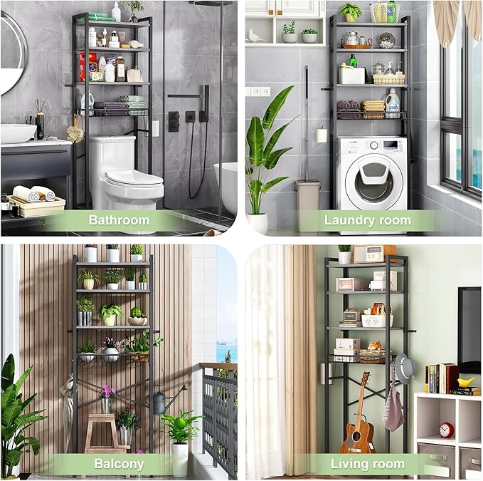 Kalrin Over-The-Toilet Storage Rack, 4-Tier Bathroom Organizer Shelf Over Toilet