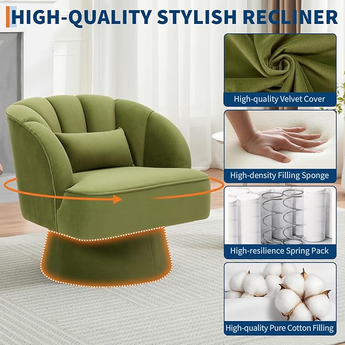 Garvee Ultra-Plush Swivel Accent Chair, 360° Barrel Lounge Chair