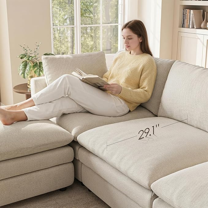 97" Cloud Couches for Living Room, 29.1" Deep Seat Modular Sectional Sofa