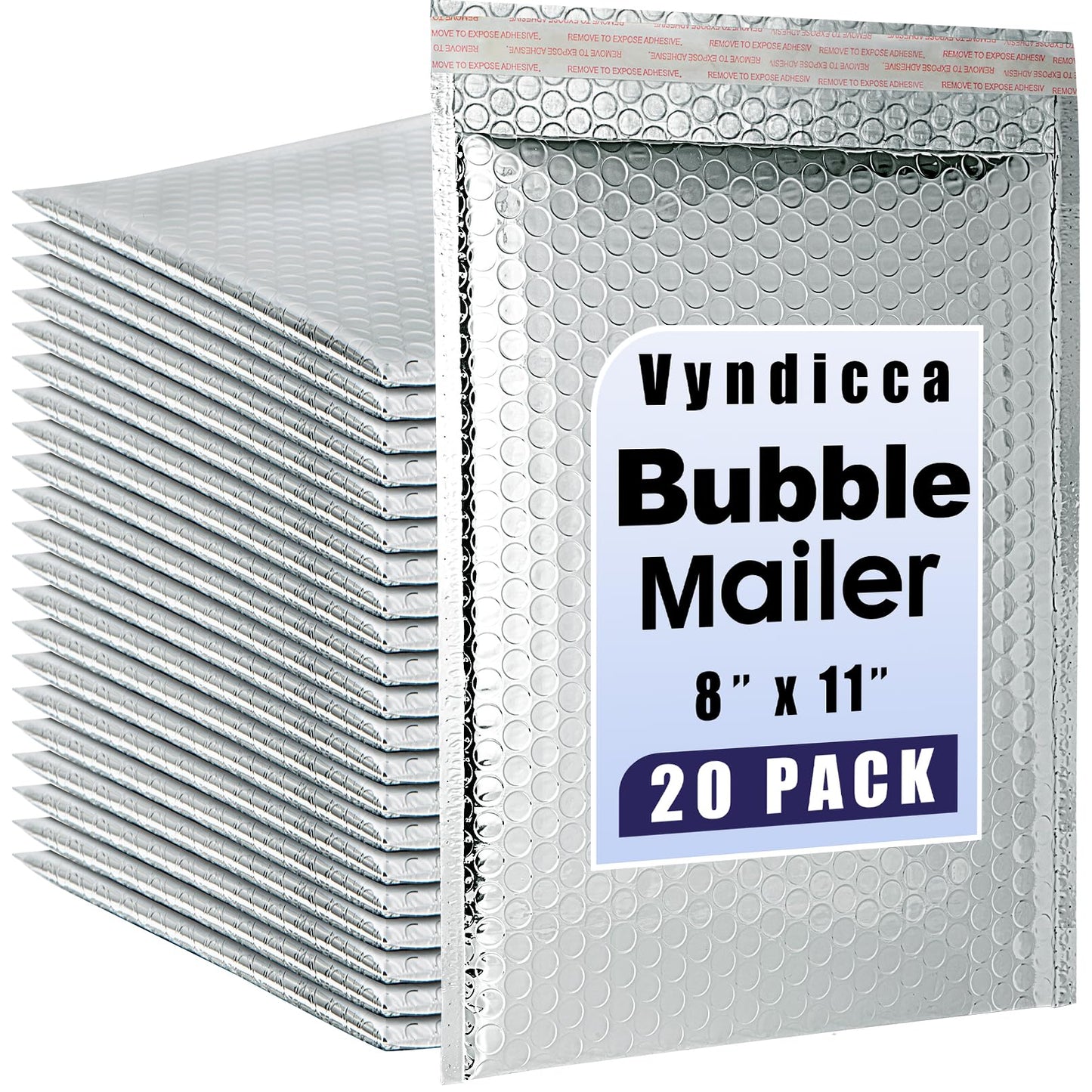 Vyndicca 20 Pack Thermal Bubble Mailer,8 x 11" Metallic Bubble Mailers,Self Seal Cool Bubble Mailers,Foil Mailing Envelopes, Waterproof Padded Envelopes,Insulated Shipping Bags for Cold Shipping