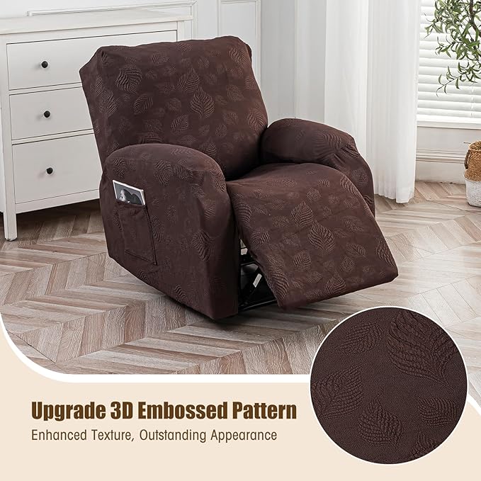 Gennia Recliner Chair Covers 3 Pieces, Waterproof Jacquard Reclining Chair Cover