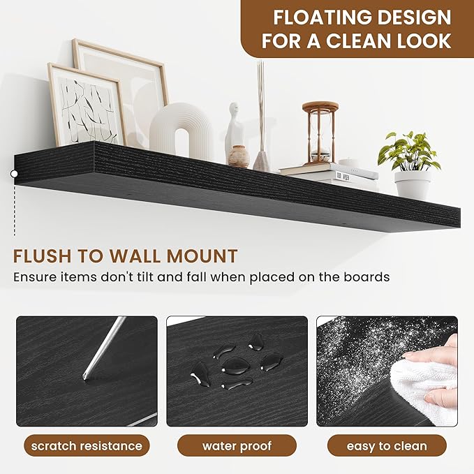 fuqing Floating Shelves for Wall, Wall Mounted Wood Floating Shelf