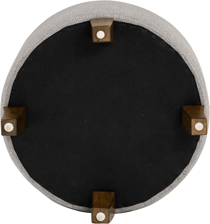 Homepop Home Decor | Upholstered Round Tufted Foot Rest Ottoman | Ottoman