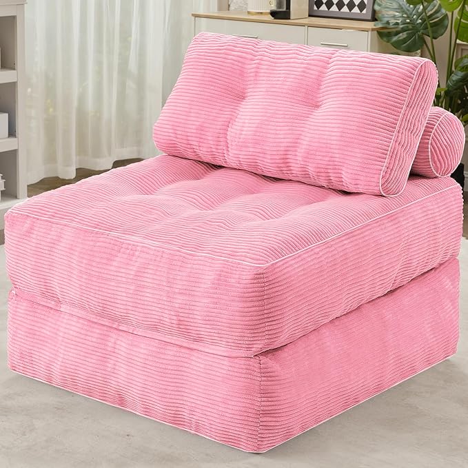 HABUTWAY Folding Sofa Bed, Convertible Sleeper Chair Bed w/Dual-Pillow & Handle