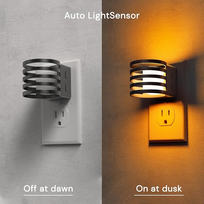 L LOHAS LED Night Light, 4 Pack 3CCT Night Lights Plug into Wall, Amber/3000K/5000K Adjustable Color Temperature Night-Lights, Dimmable Nightlight with Dusk to Dawn Sensor for Bedroom Hallway Bathroom