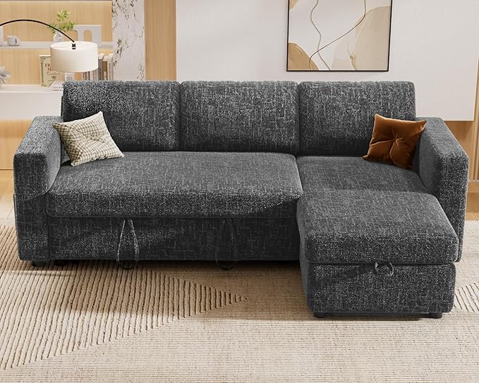Sunny Heart 82" L Shaped Sectional Sleeper Sofa Bed