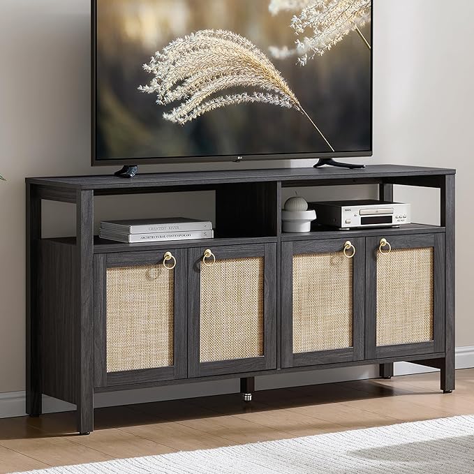 SICOTAS Rattan TV Stand for Television up to 65 Inch
