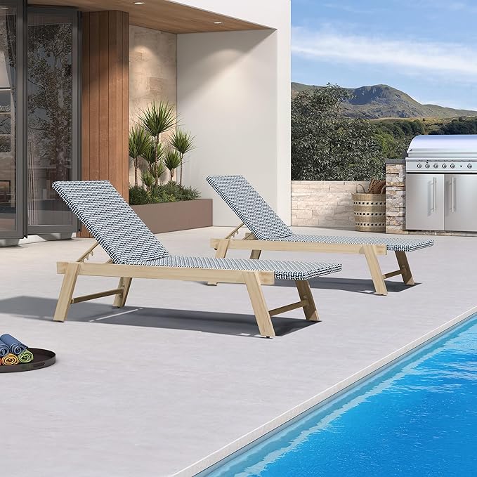 PURPLE LEAF Extra Large Patio Chaise Lounge 2 Pieces French Outdoor Wicker