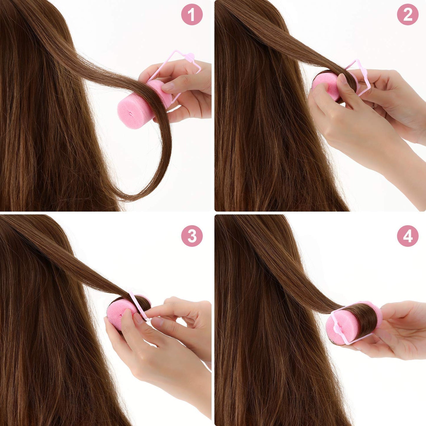 Geyoga 18 Pieces Sponge Hair Rollers Large Soft Foam Hair Styling Curlers Large Size Hairdressing Curlers for Women(1.6 x 2.8 Inches,Pink)