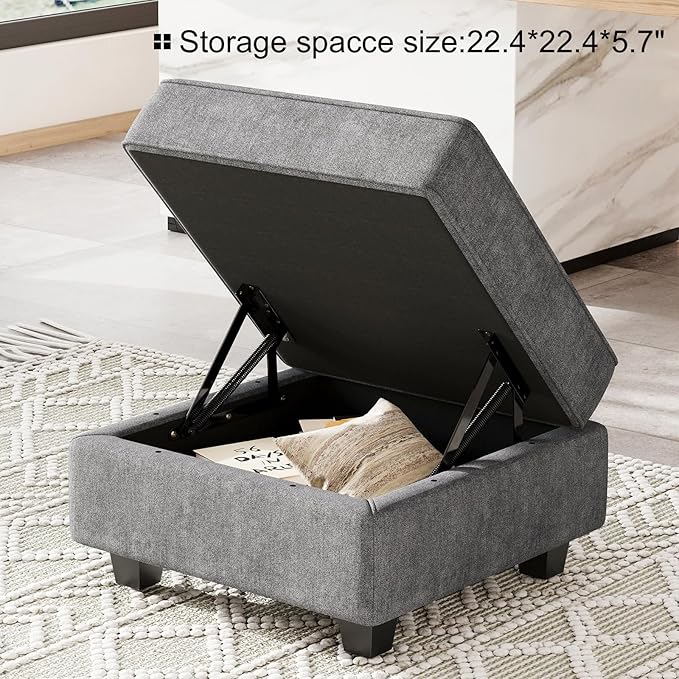 Belffin Fabric Modular Sectional Sofa Storage Ottoman Module Couch Side