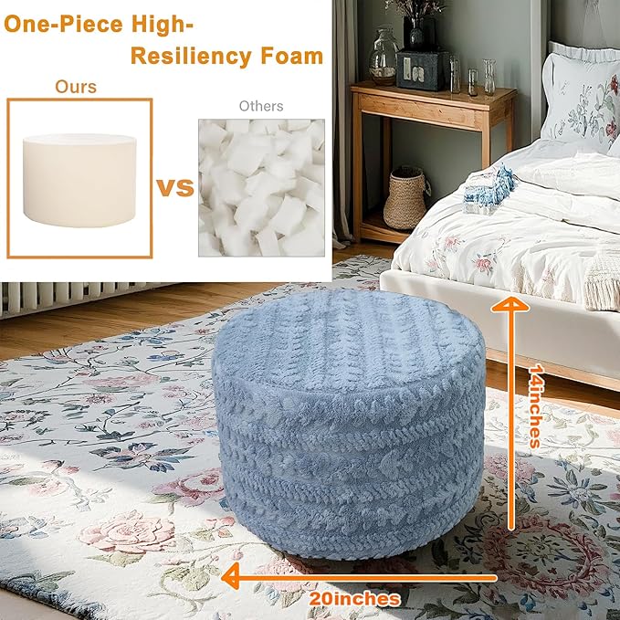 Asuprui Round Footstool Ottoman, 20x14 Inches Multi-Functional Modern Foot Stool