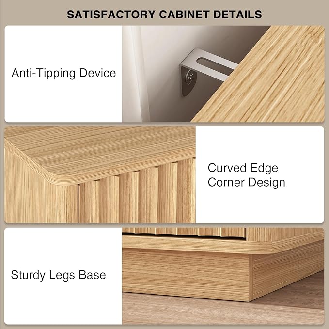 63'' Fluted TV Stand for TVs up to 75'', Modern Media Console