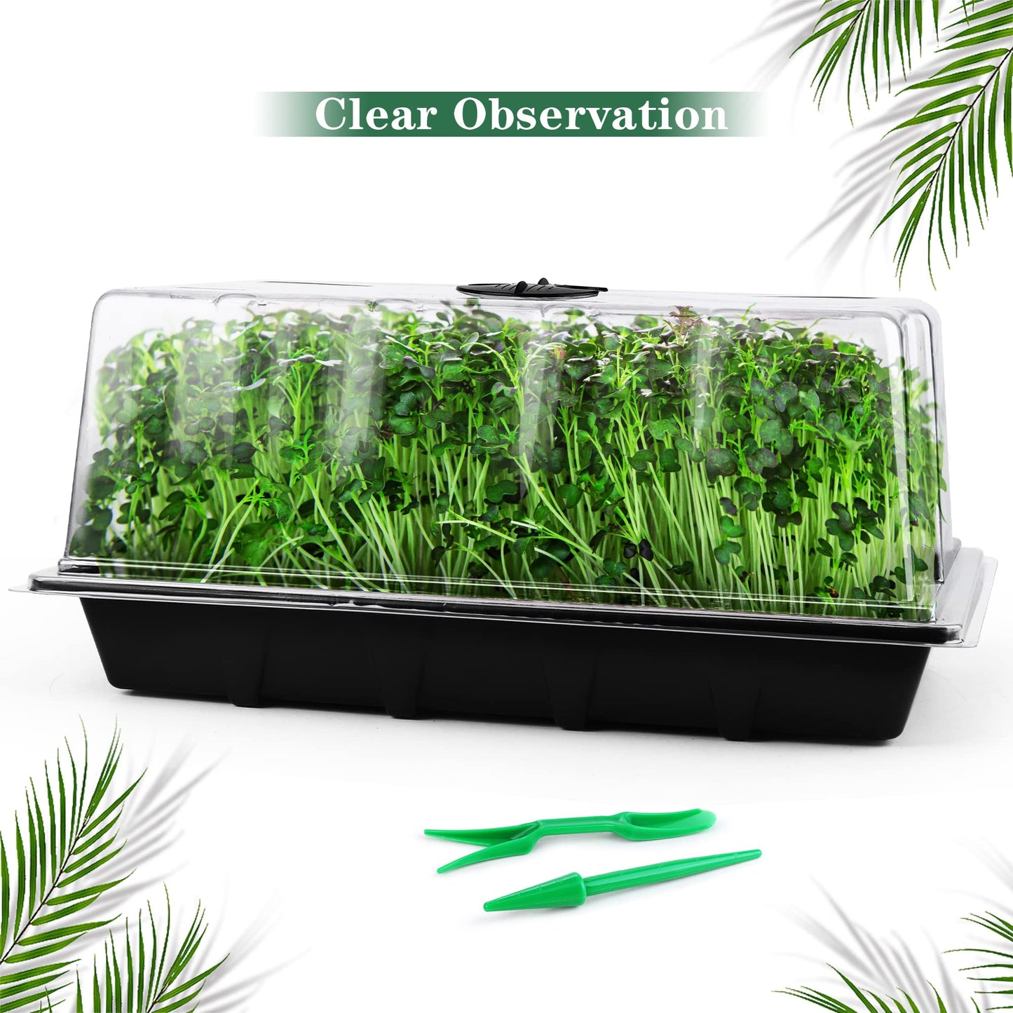 Hahood 6 Packs Seed Starter Tray Kits with Humidity Dome, Plastic Germination Growing Trays with Plants Labels, Planting Tools for Seeds Growing Starting, Germination and Seedling Propagation