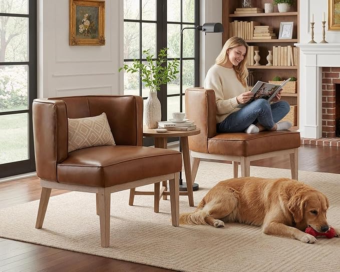 Brown Leather Barrel Chair