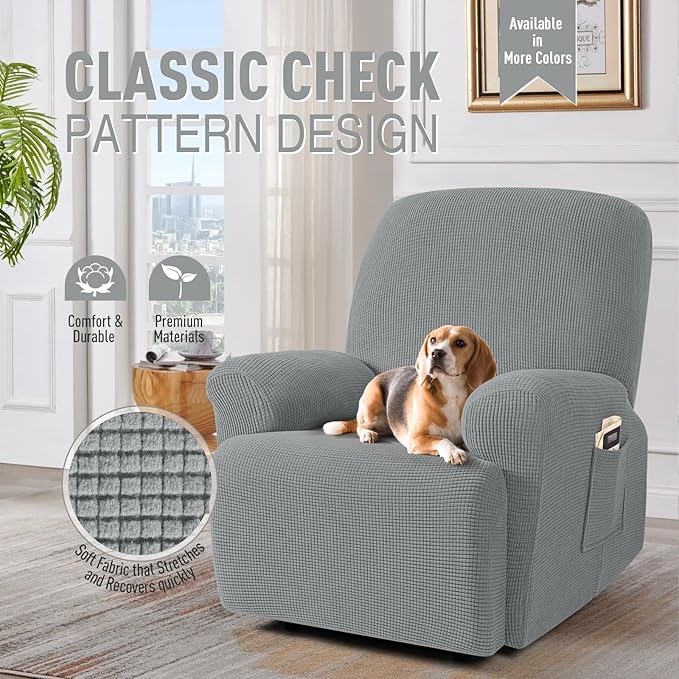 TAOCOCO Recliner Cover 4-Pieces, Recliner Stretch Sofa Slipcover, Recliner