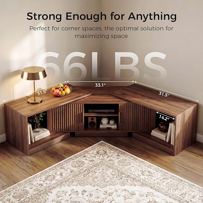 IRONCK TV Stand for 55-80 Inches TVs, Extendable Corner Entertainment Center