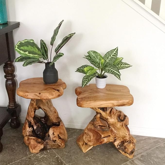 MISC Cedar Roots Natural Flower Stand Reclaimed Woods End Table Finish Wood