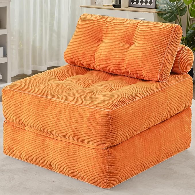 HABUTWAY Folding Sofa Bed, Convertible Sleeper Chair Bed w/Dual-Pillow & Handle