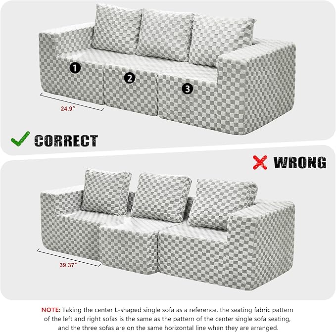Modular Sectional Sofa 3-Seater Modular Couch