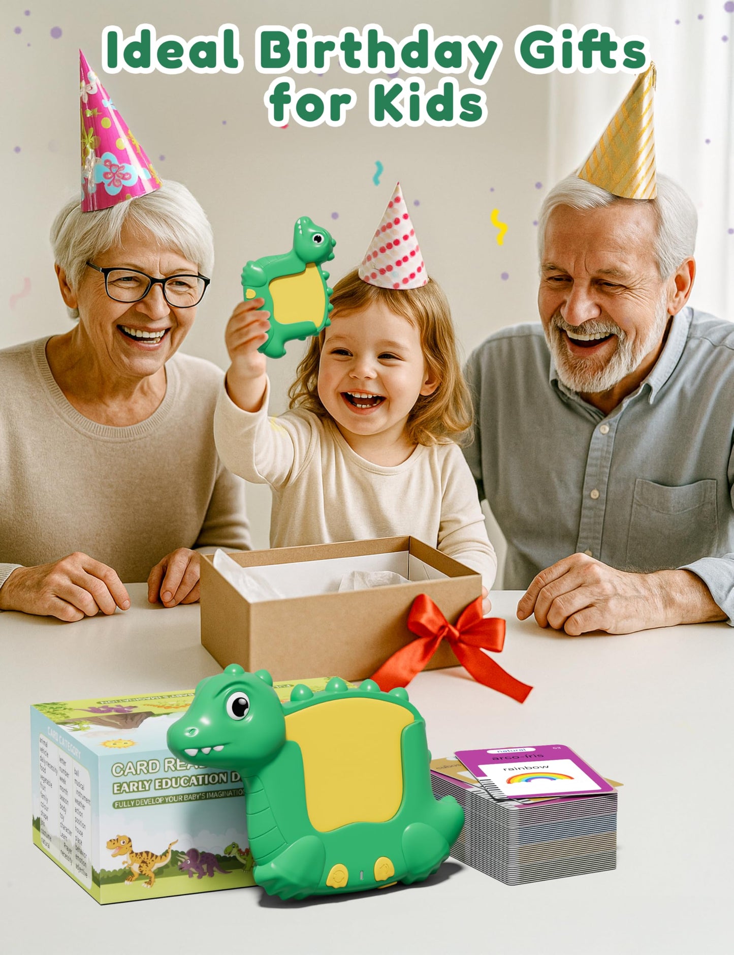 Portuguese and English Talking Flash Cards for Kids, 510 Sight Words Bilingual Learning Toys for Toddlers, Brazilian Portuguese Alphabet Flashcards Pocket Speech Therapy Toys, Dinosaur Shaped