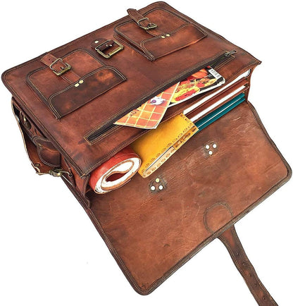 cuero DHK 14 Inch Vintage Handmade Leather Messenger Bag for Laptop Briefcase Best Computer Satchel Distressed Bag