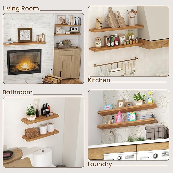 Floating Shelves for Wall, Round Edge Wall Shelves