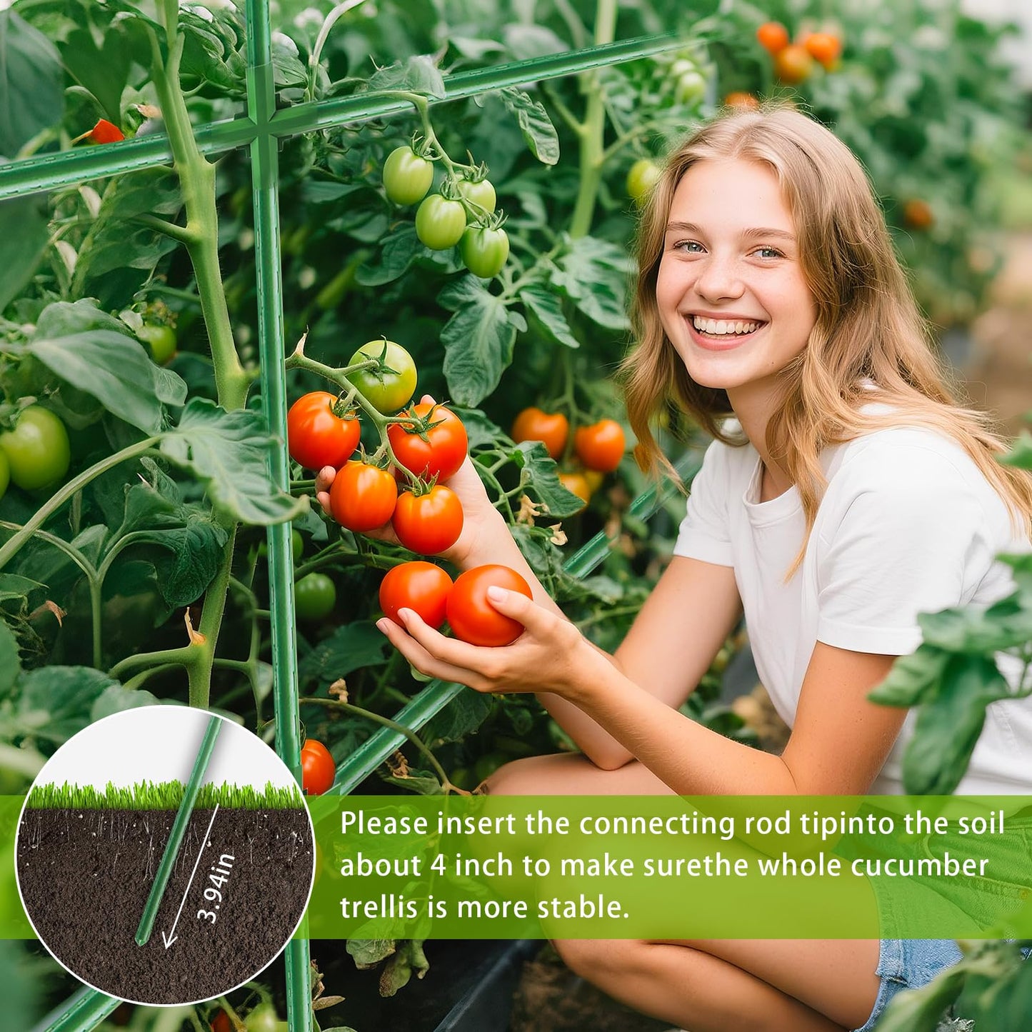 Rovexin 51x17x49 Inch Garden Tomato Cages Planter with 46 Gallon Grow Bags, Square Plant Support Trellis,for Vertical Climbing Plants Vegetables Fruits Flowers Outdoor Gardening Supplies